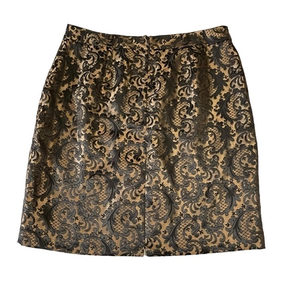 Worthington Pencil Skirt Black and Bronze / Gold Jacquard Damask? Size 18 #1082 - Picture 3 of 5